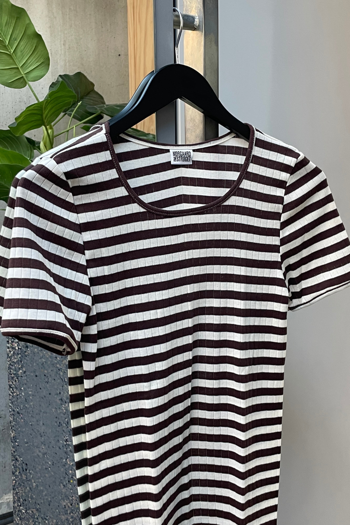 101 Short Sleeve Broadway - Brown/Ecru - Nørgaard på Strøget