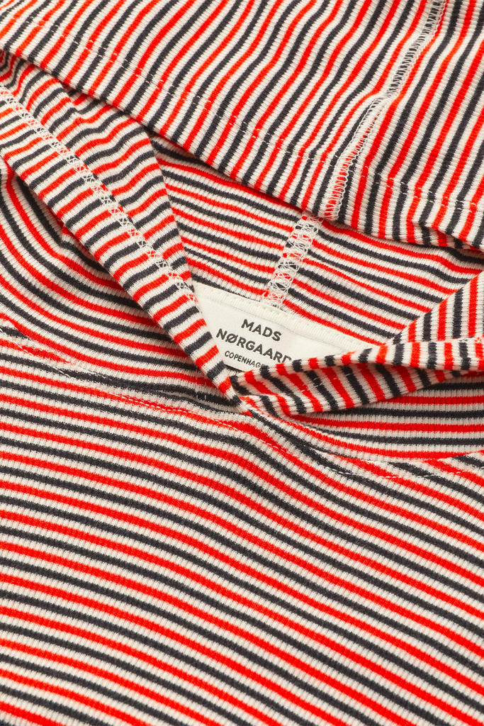 2x2 Cotton Stripe Tutti Hood - Fiery Red/Vanilla Ice - Mads Nørgaard