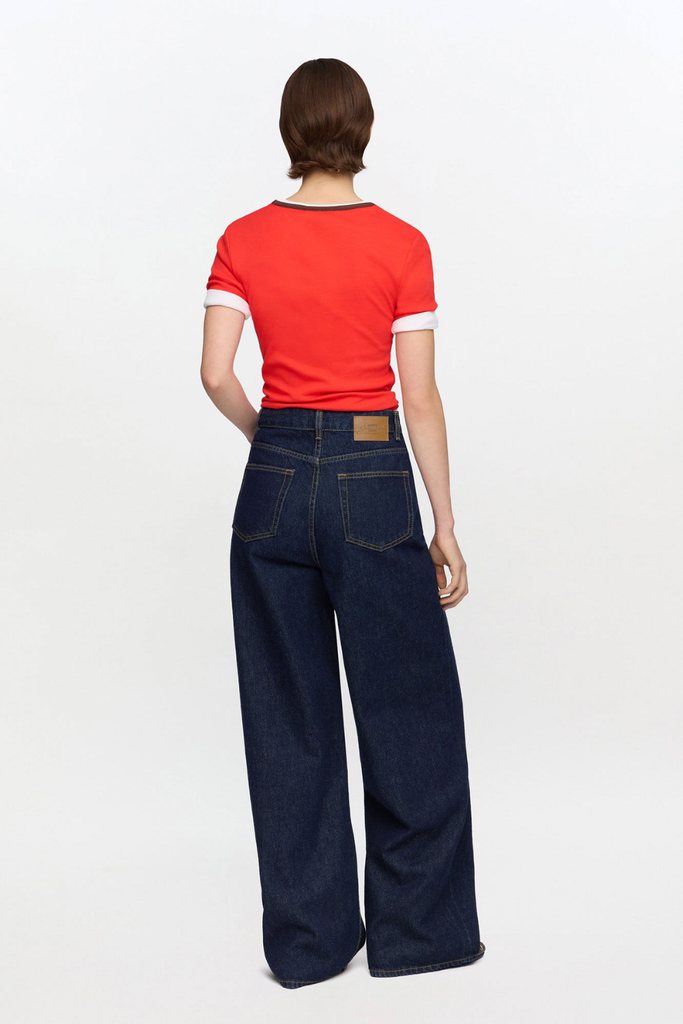Soft Cotton Rib Tee A1050216 - High Risk Red - GANNI