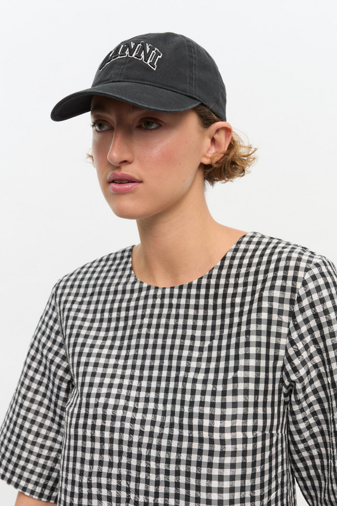 Washed Cotton Canvas Cap A6900 - Black - GANNI