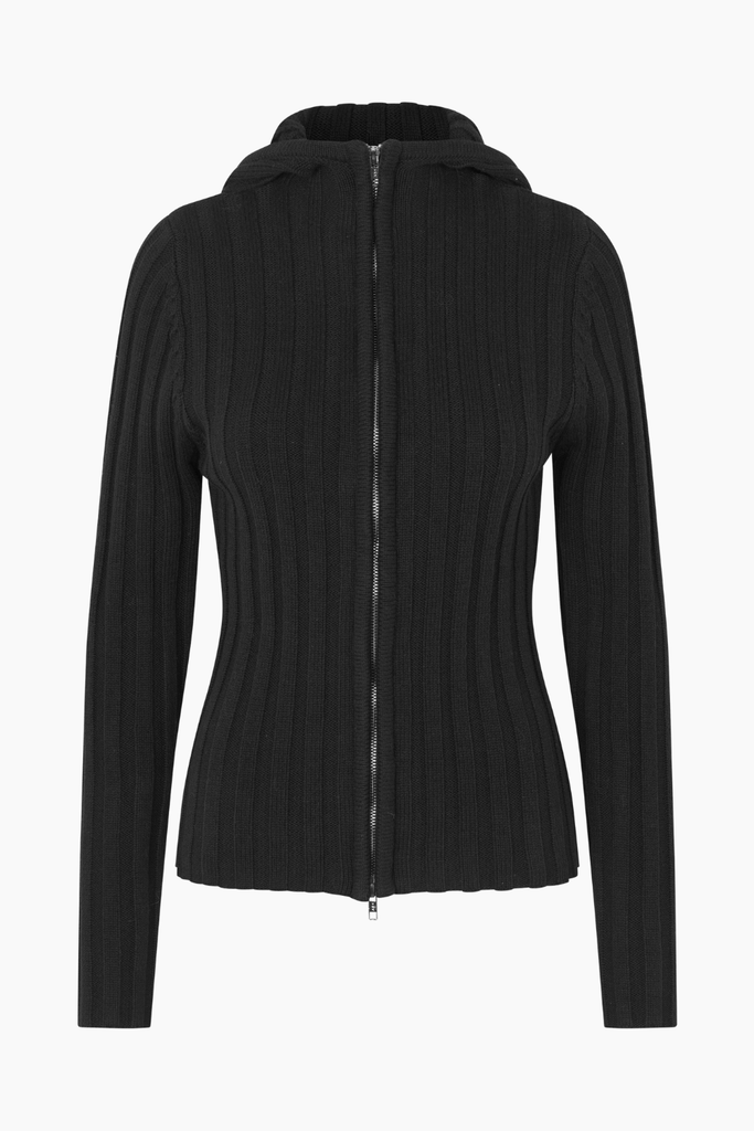 Alan Hood Zip Cardigan - Black - Oval Square