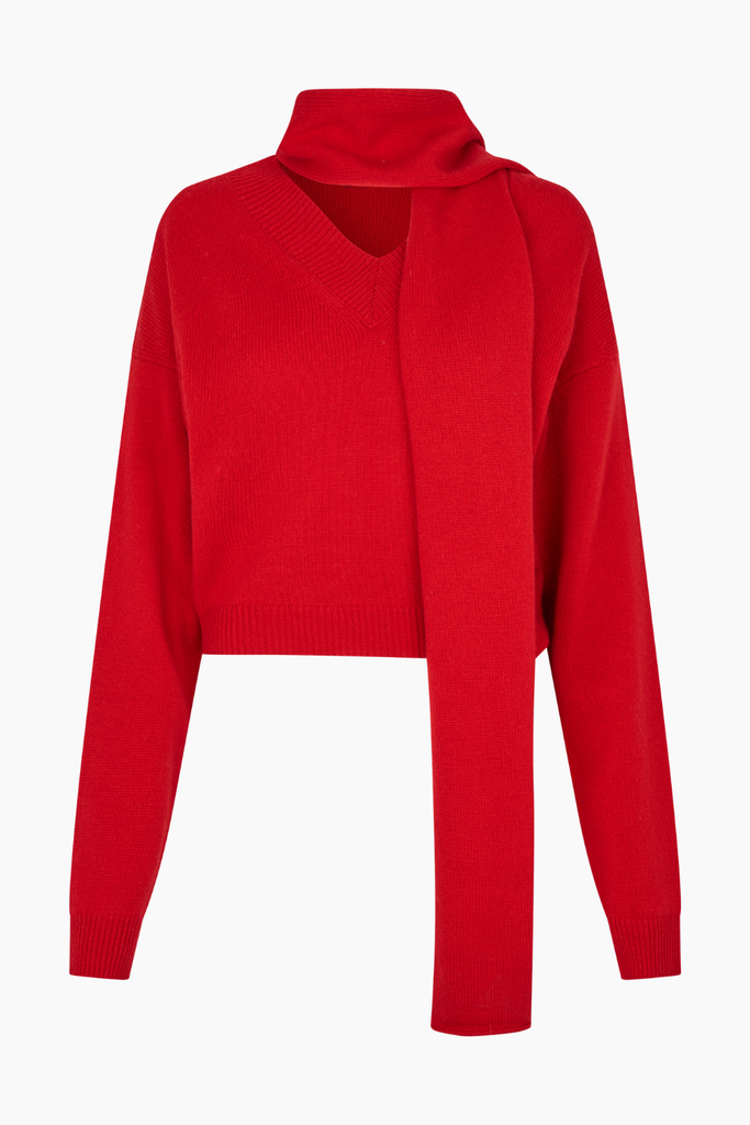 Alvin V-neck Jumper - Red - Oval Square