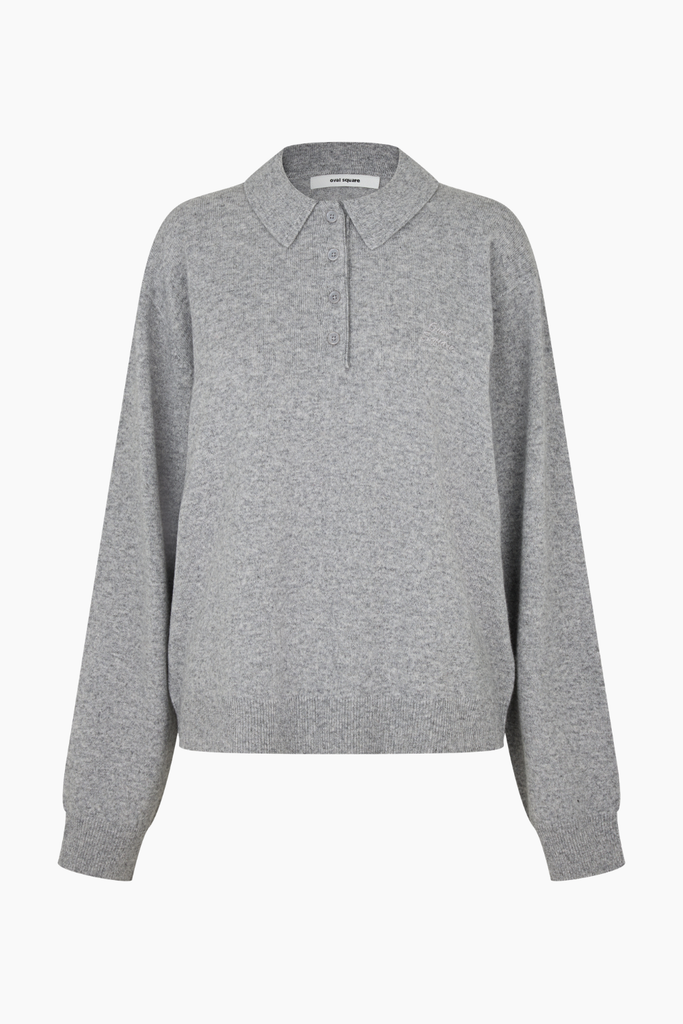 Avar Knit Polo - Grey Melange - Oval Square