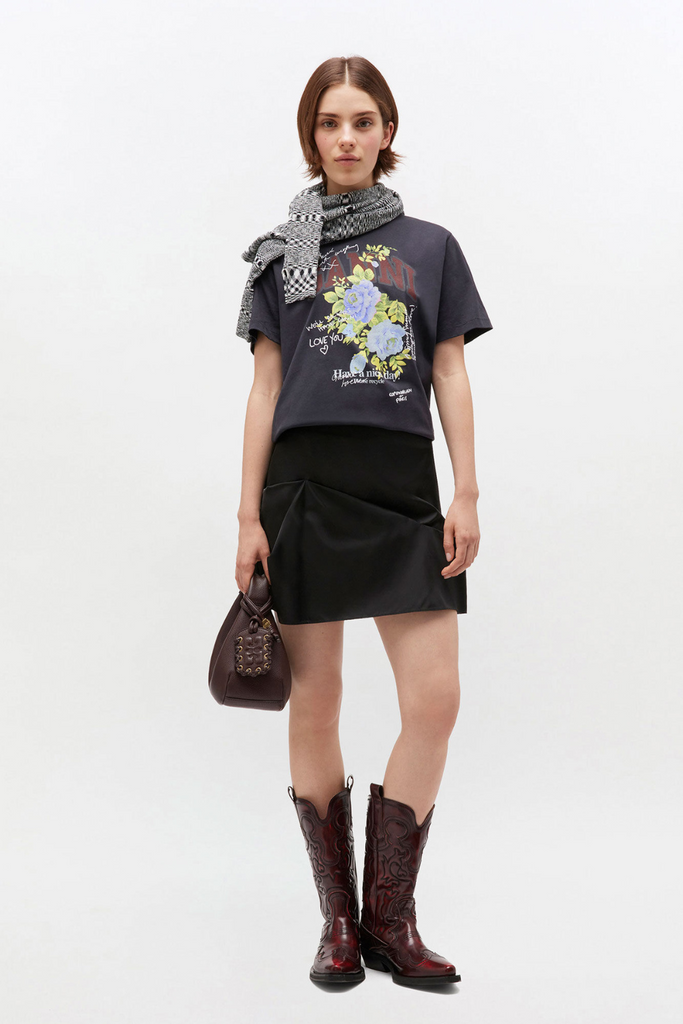 Basic Cotton Jersey Rose T-Shirt T4342 - Phantom - GANNI