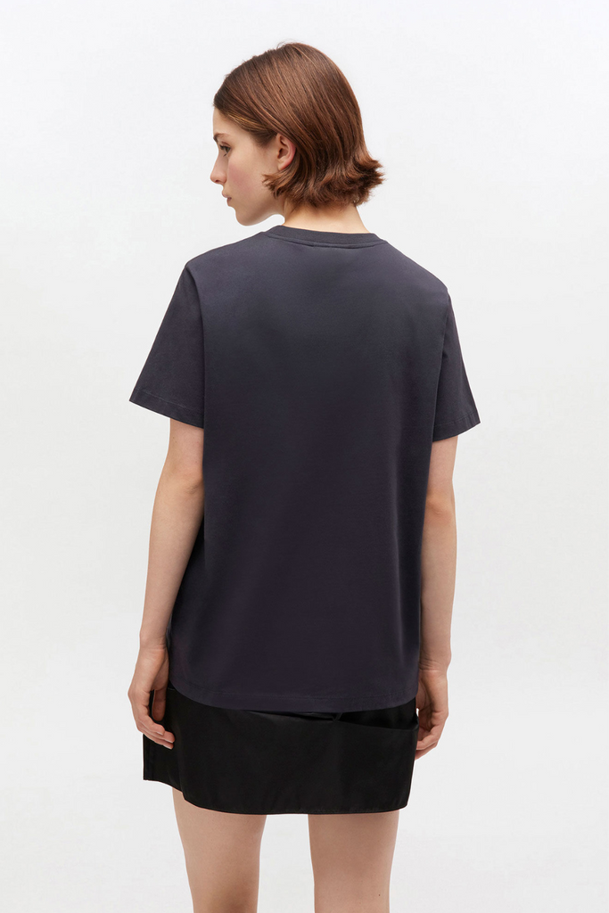 Basic Cotton Jersey Rose T-Shirt T4342 - Phantom - GANNI