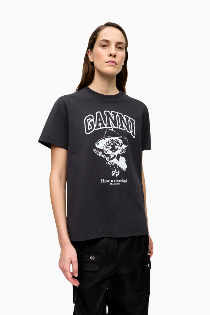 Basic Cotton Witch Relaxed T-shirt T4138 - Phantom - GANNI
