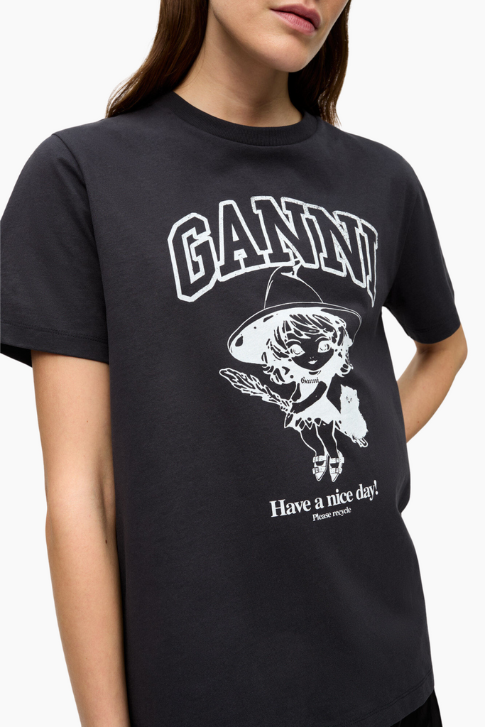 Basic Cotton Witch Relaxed T-shirt T4138 - Phantom - GANNI