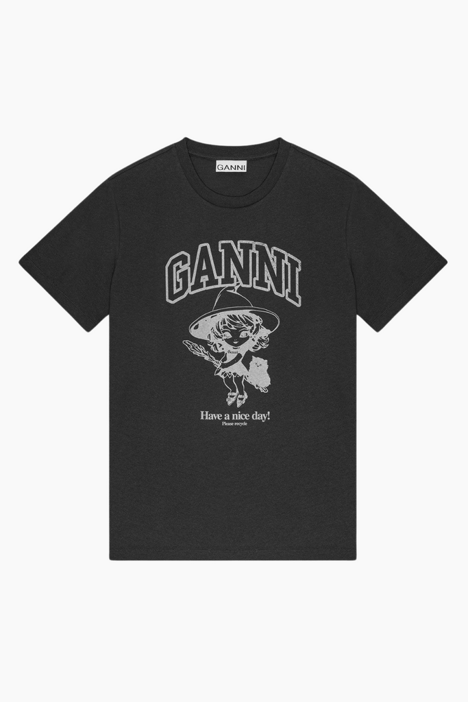 Basic Cotton Witch Relaxed T-shirt T4138 - Phantom - GANNI