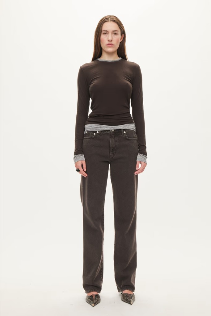 Bibi Blouse - Dark Brown/Grey Mel - Oval Square