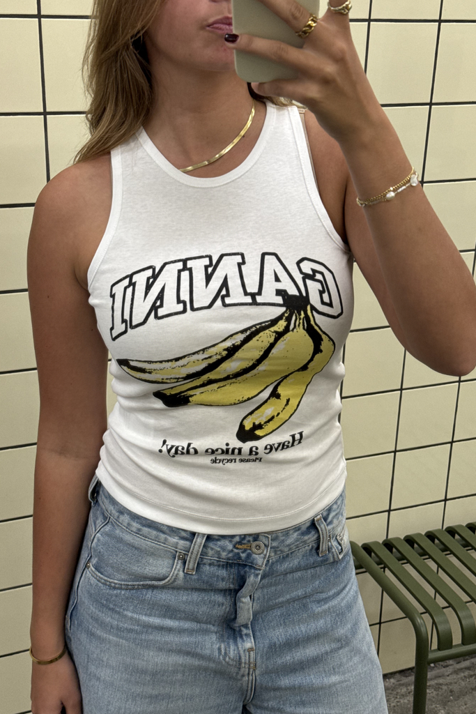 Compact Rib Tank Top A1040427 - Bright White - GANNI