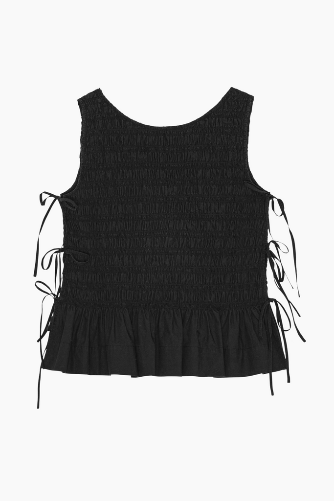 Cotton Poplin Smock Tie String W0565 - Black - GANNI