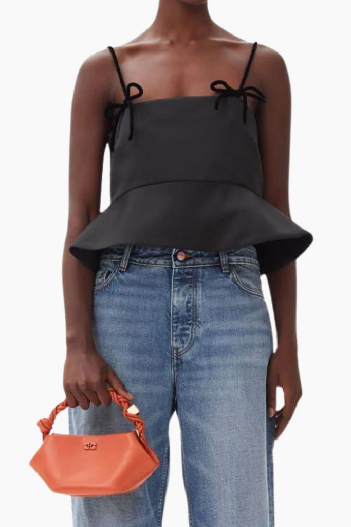 Duchesse Satin Top F9702 - Black - GANNI