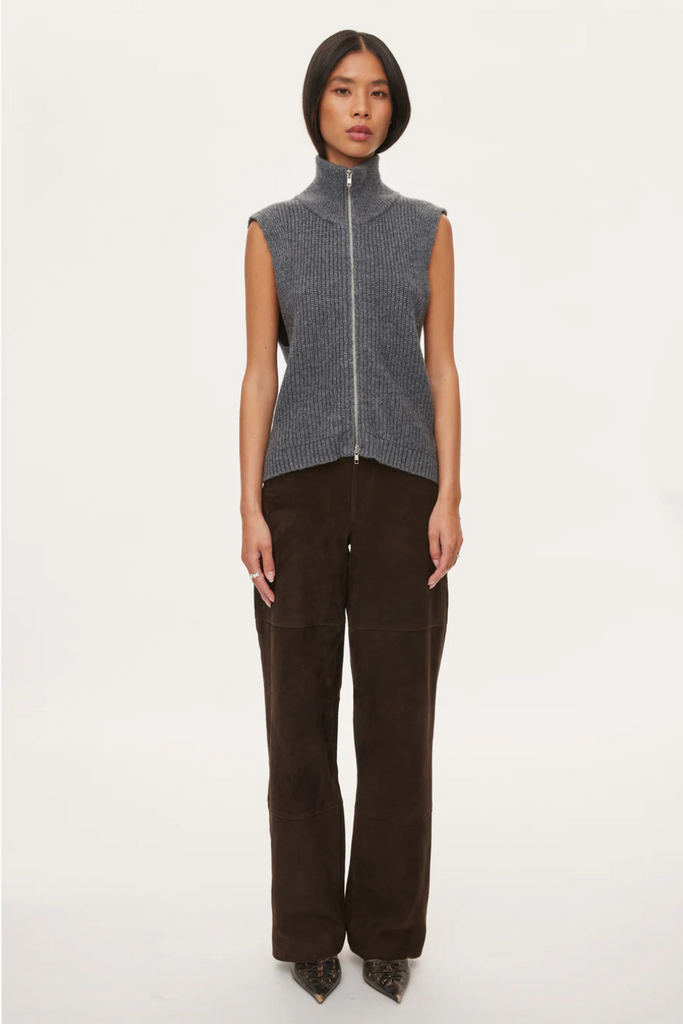 Fave Knit Zip Vest - Dark Grey Melange - Oval Square
