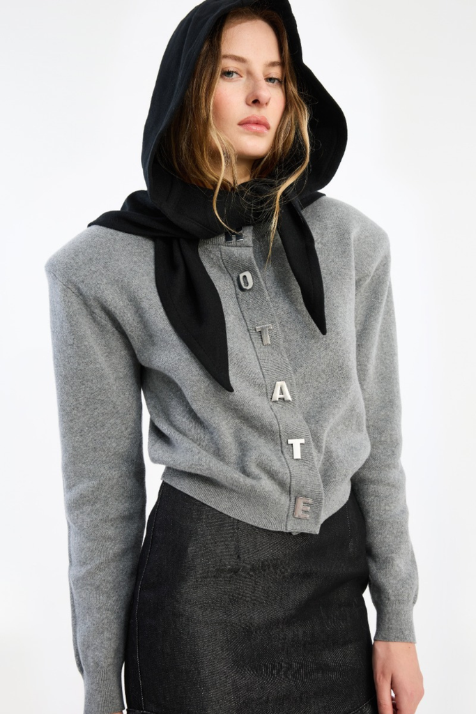 Firm Knit Cardigan - Monument - ROTATE