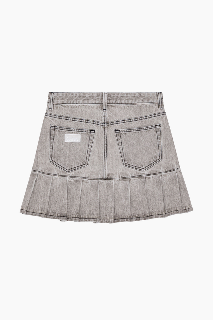 Future Denim Pleated Mini Skirt J1550 - Gray Quill - GANNI