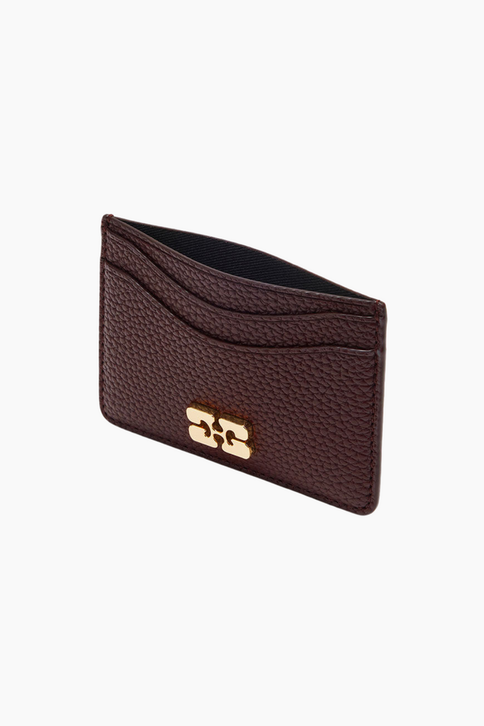 Ganni Card Holder Grained A7276 - Chicory Coffee - GANNI