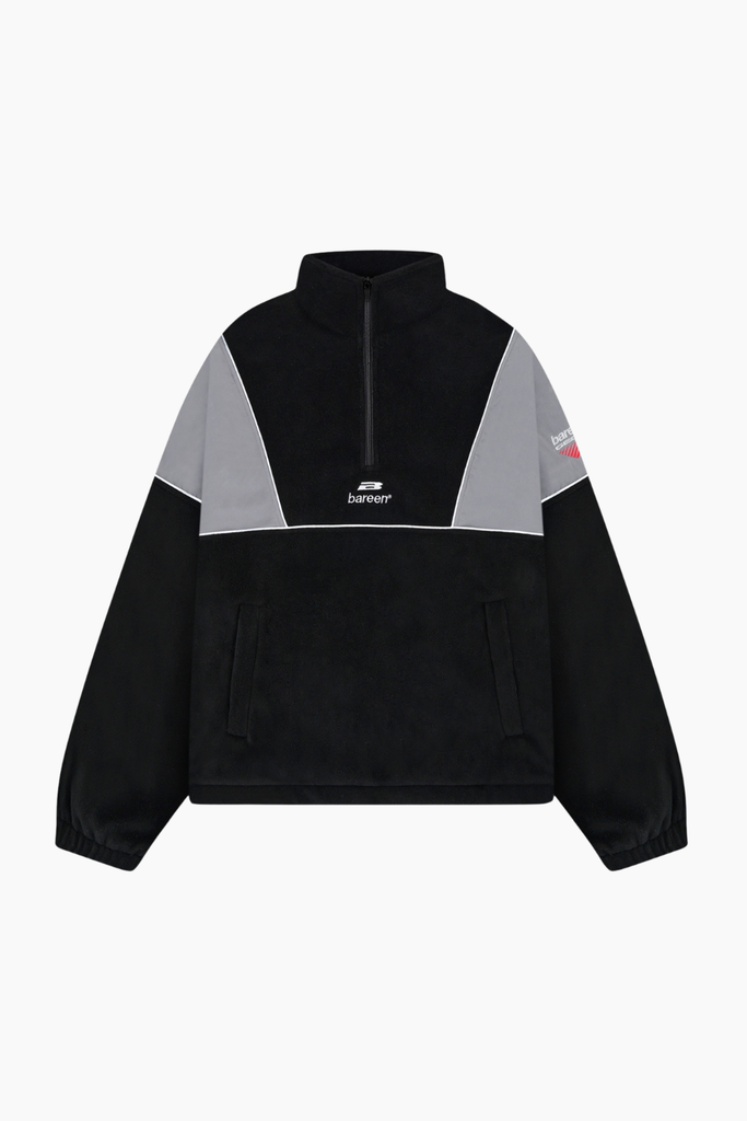Half Zip Fleece Jacket - Black - bareen