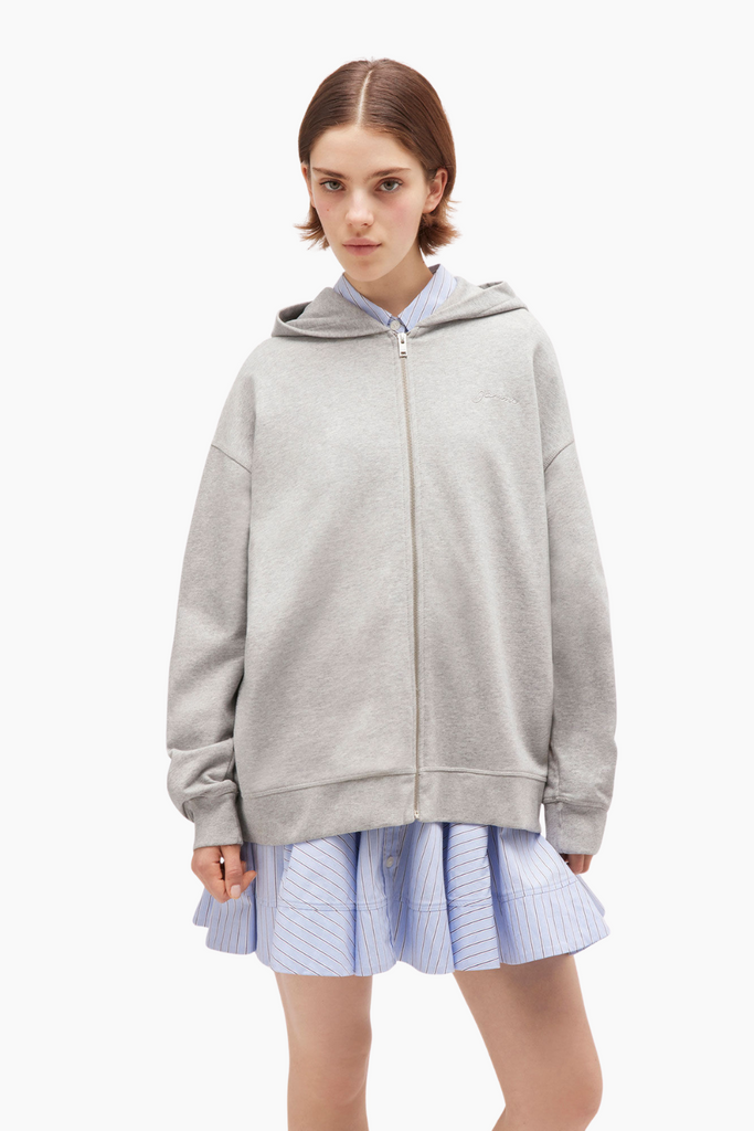Isoli Teddy Oversized Zip Hoodie T4399 - Paloma Melange - GANNI