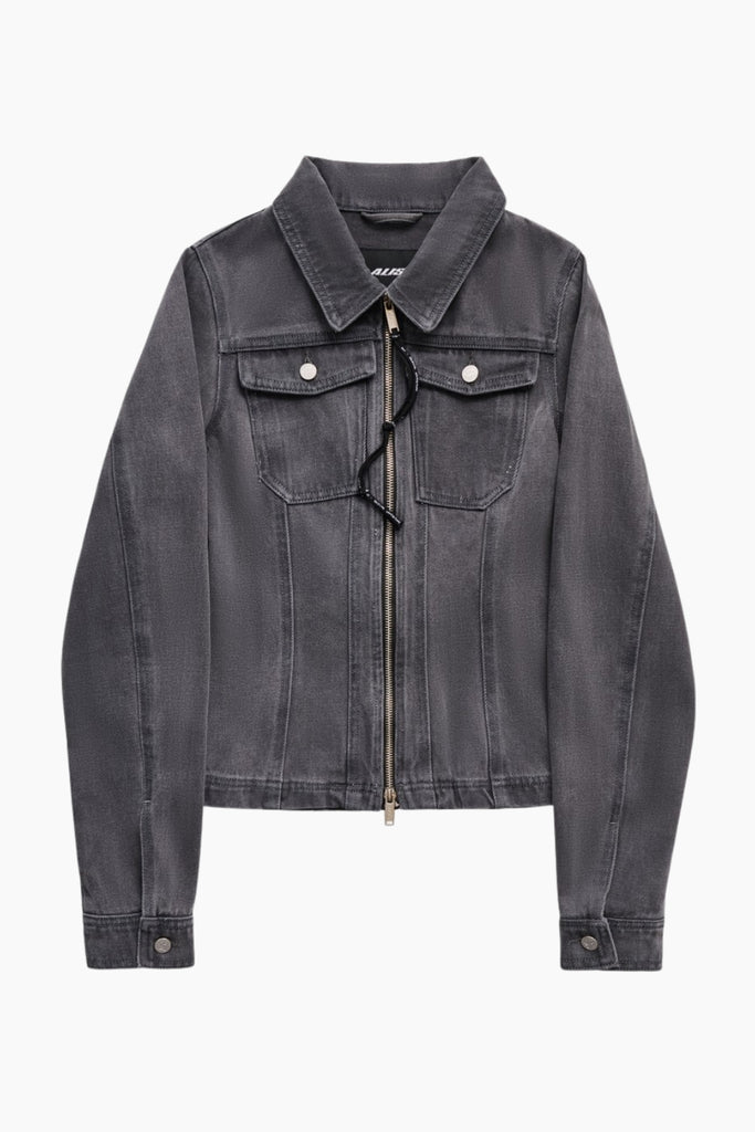 Jenn Short Fitted Denim Jacket - Washed Grey - ALIS