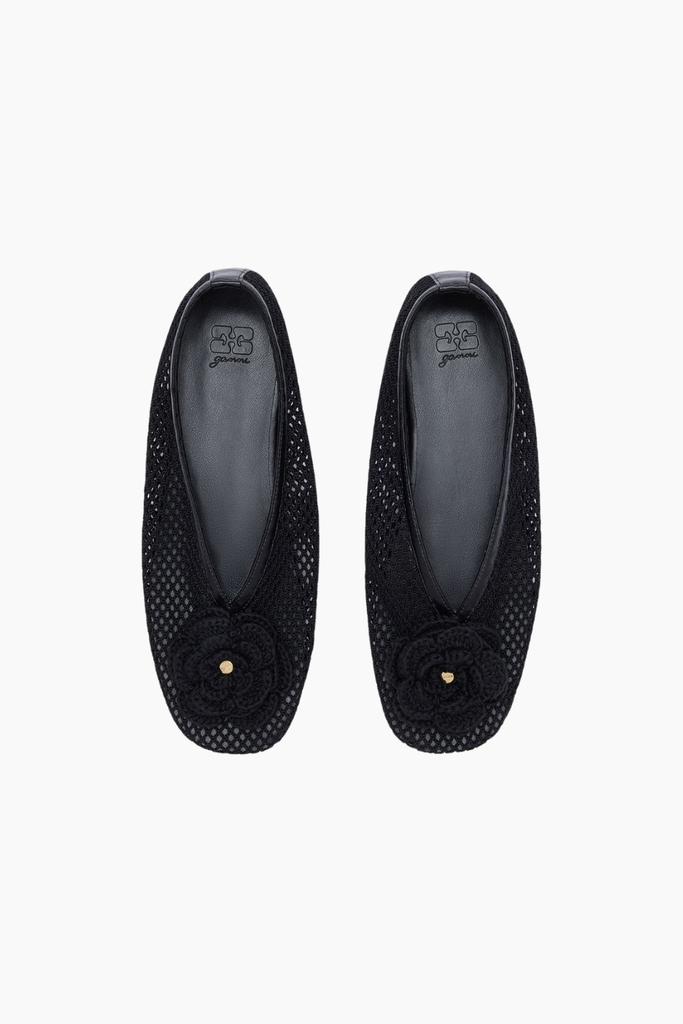 Jenny Ballerina Mesh Flower B1020190 - Black - GANNI