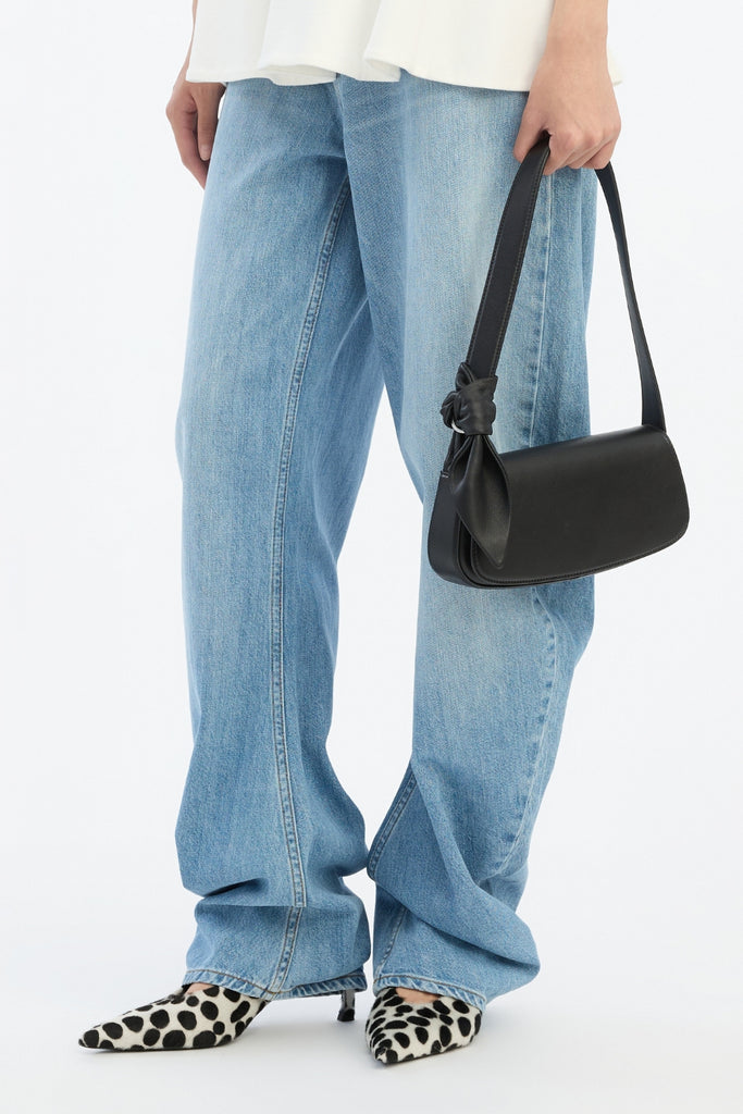 Leather Knot Strap Bag - Black - Rotate