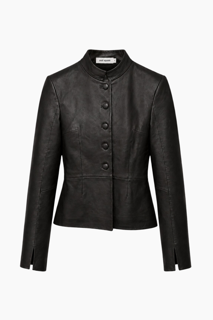 Levi Leather Blazer - Black - Oval Square