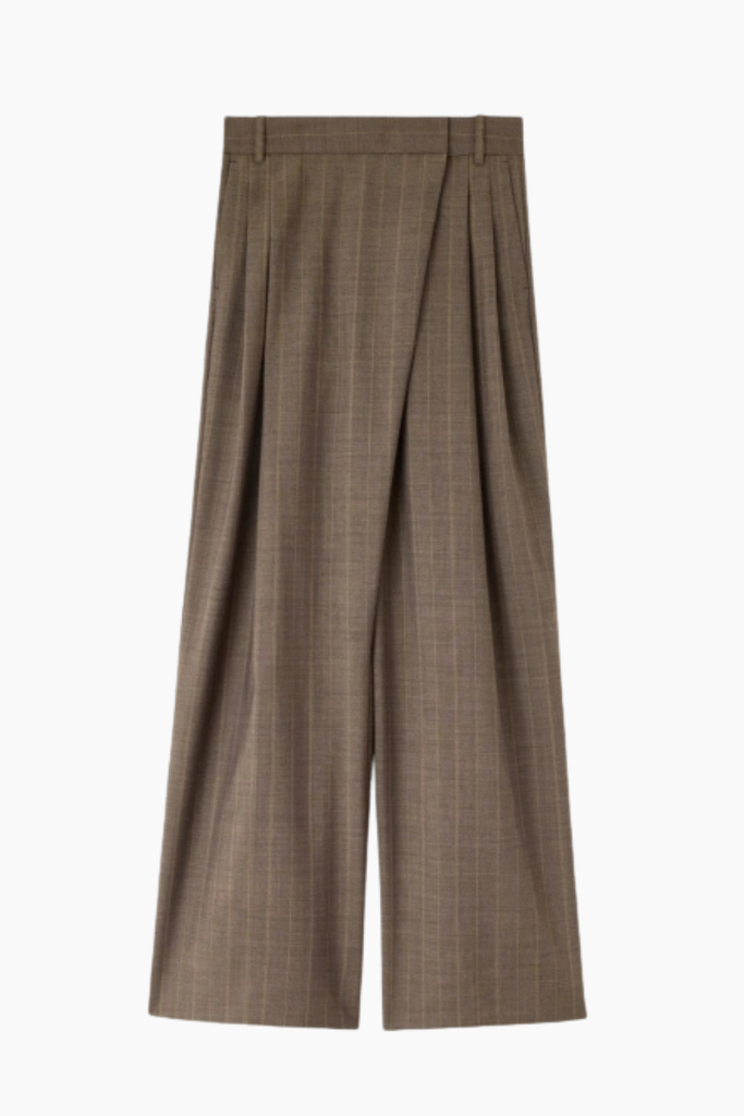 Light Wool Melange Stripe Wrap Pants A1080174 - 296 Rain Drum - GANNI