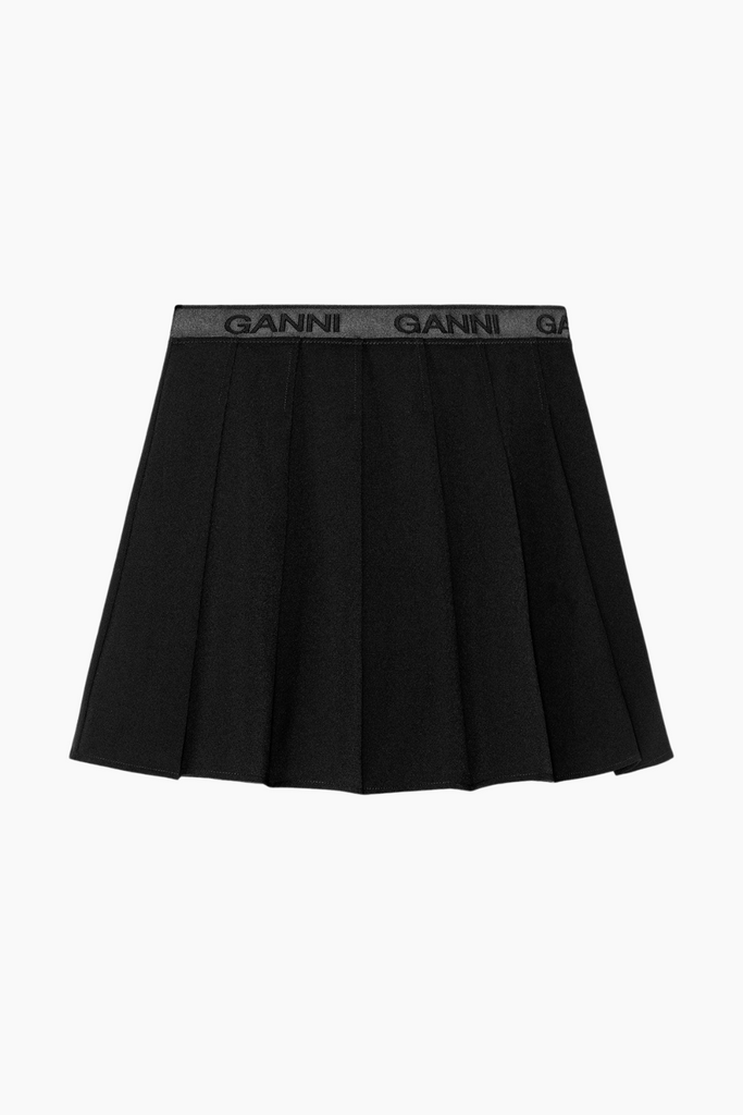 Light Twill Pleated Mini Skirt F9710 - Black - GANNI