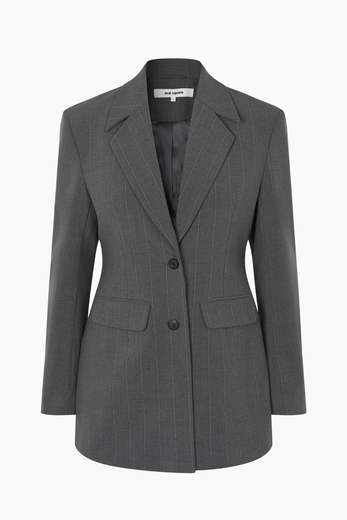 Mary Blazer - Dark Grey Mel. Stripe - Oval Square