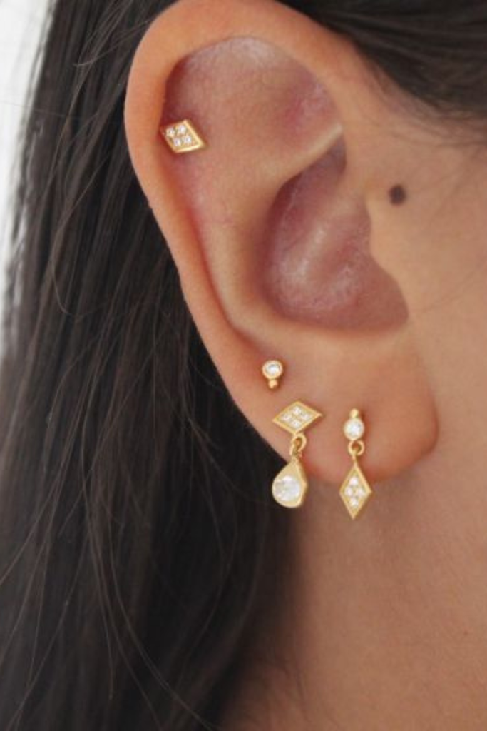 Miss Princess Earring With Harlekin - Gold - Stine A