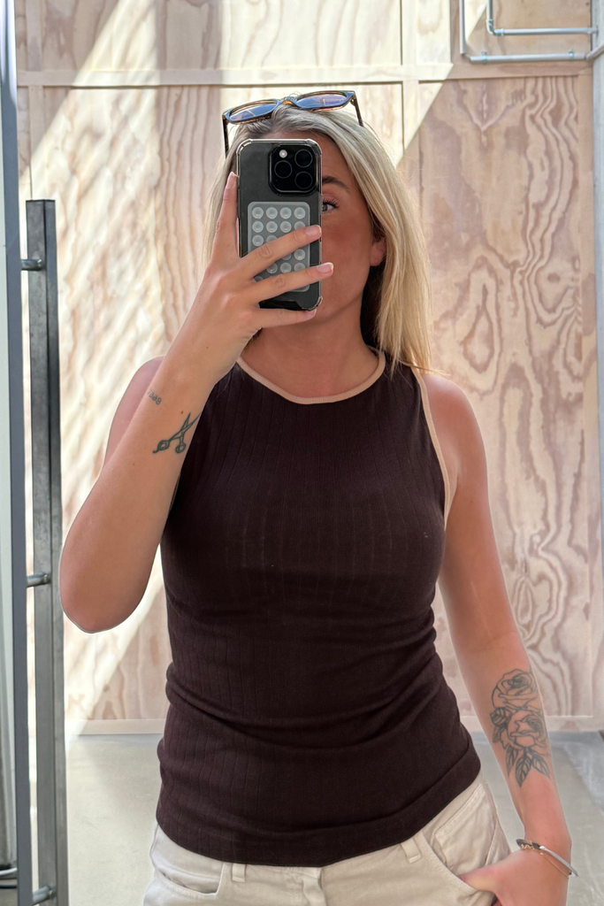 NPS Tank Top Kontrast - Brown/Camel - Nørgaard på Strøget