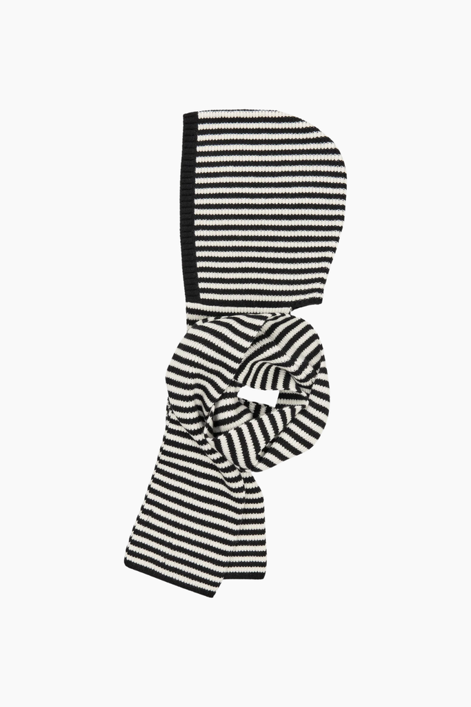 One Wool Freja Hooded Scarf - Black/Vanilla Ice - Mads Nørgaard