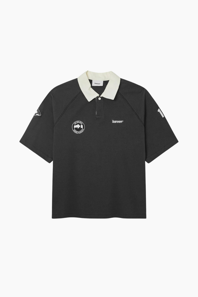 Oversized Polo Short Sleeve - Black - bareen