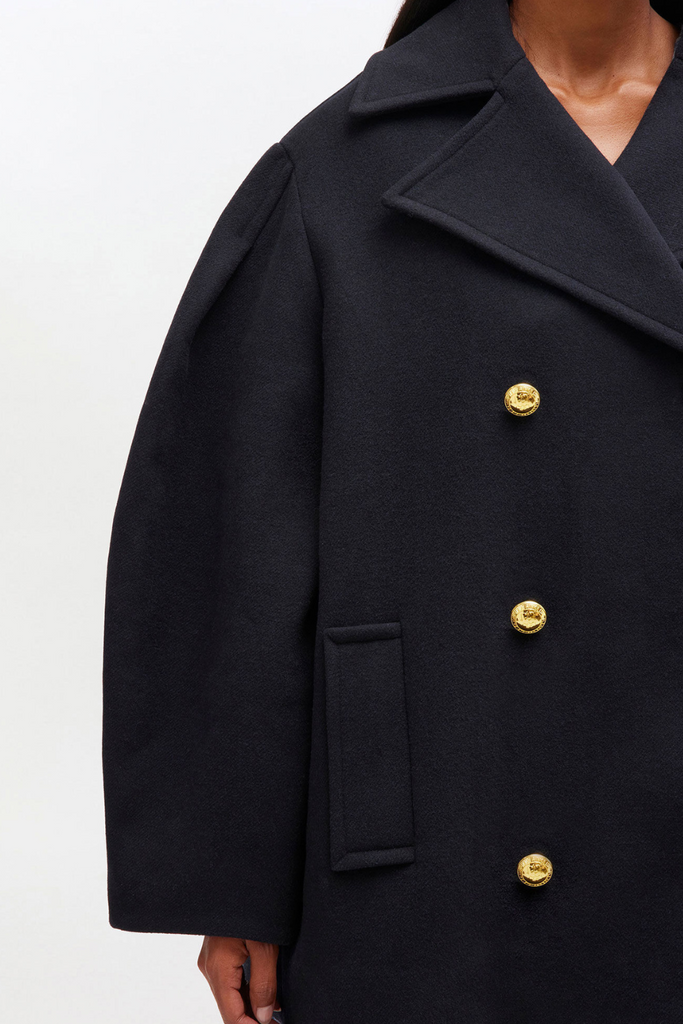 Peacoat Wool Midi Coat W0803 - Sky Captain - GANNI