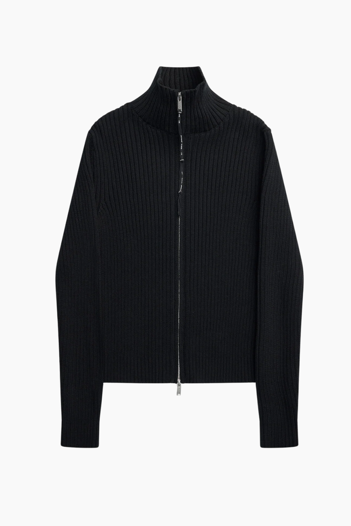 Pearos Knit Sweater W/ Zip - Solid Black - ALIS