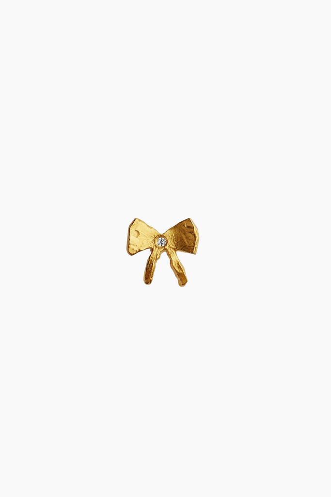 Petit Bow Earring With Stone - Gold - Stine A