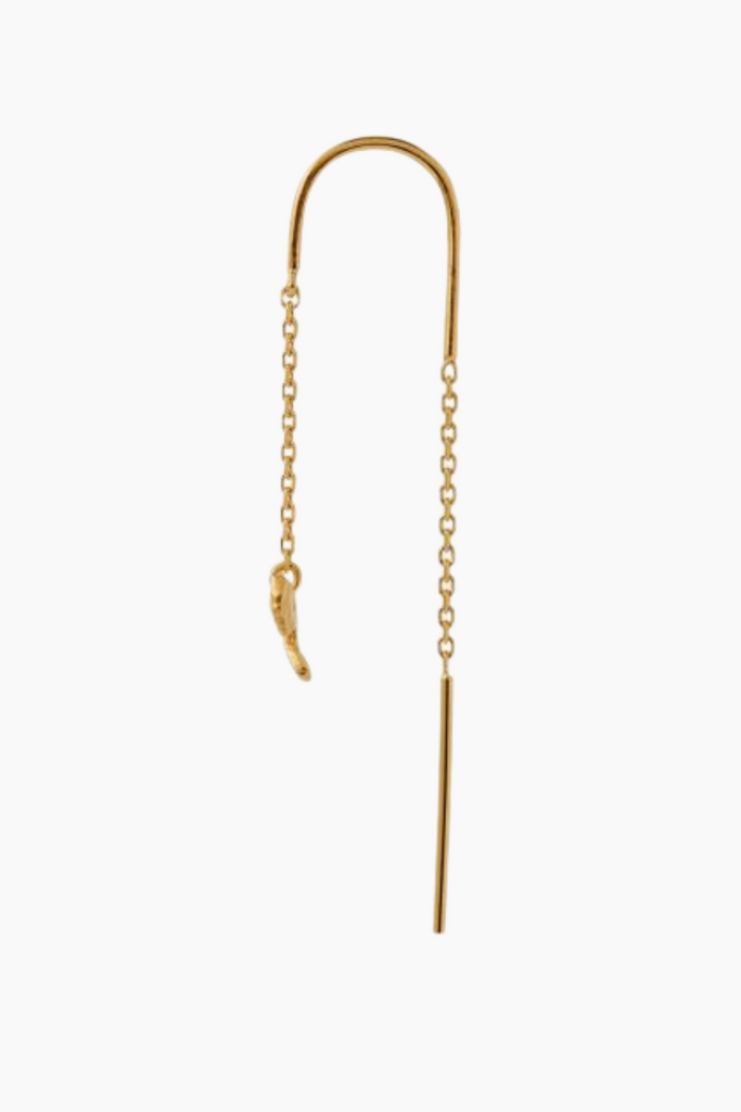 Petite Bow Double Chain Earring - Gold - Stine A