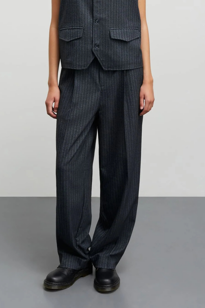 Pinstripe Melange Maria Pants - Parisian Night Melange - Mads Nørgaard