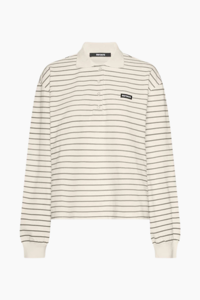 Pique Longsleeve Polo - Egret Comb - ROTATE