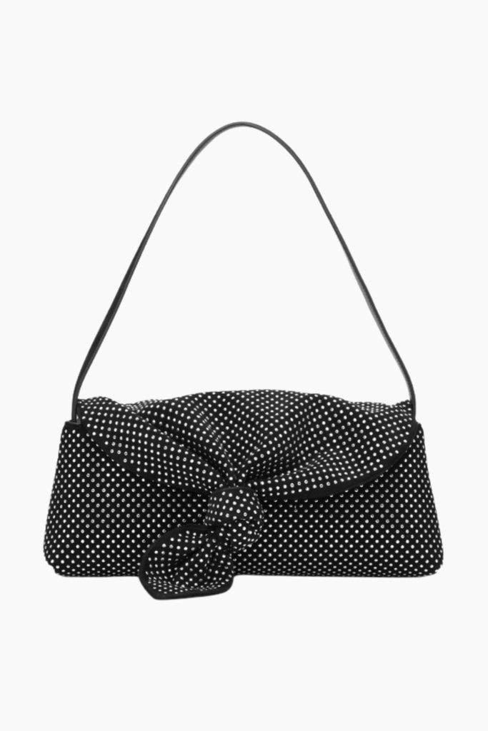Rhinestone Knot Scarf Bag - Black - Rotate