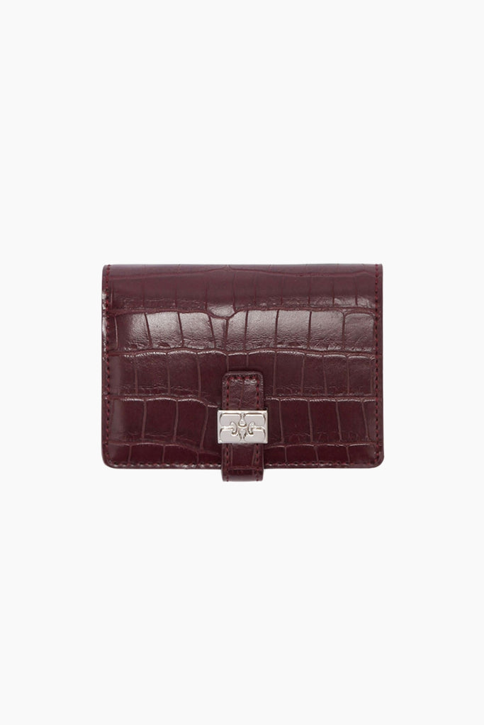 Slim Card Holder Croco - Burgundy - GANNI