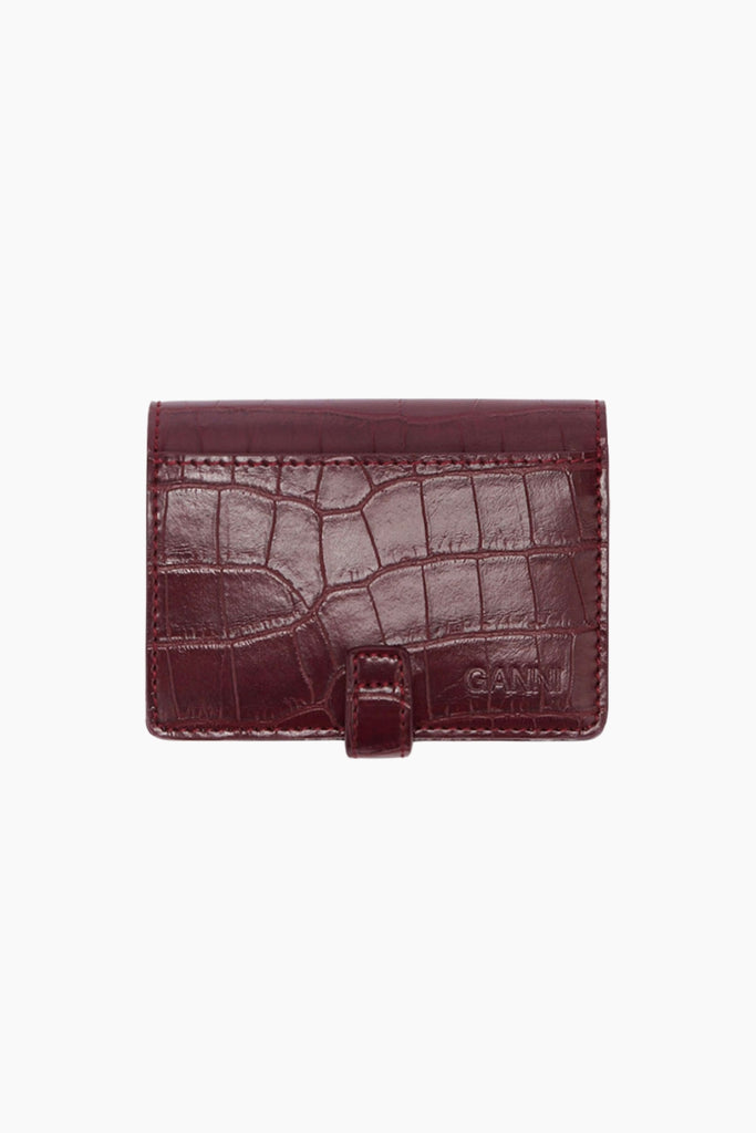 Slim Card Holder Croco - Burgundy - GANNI