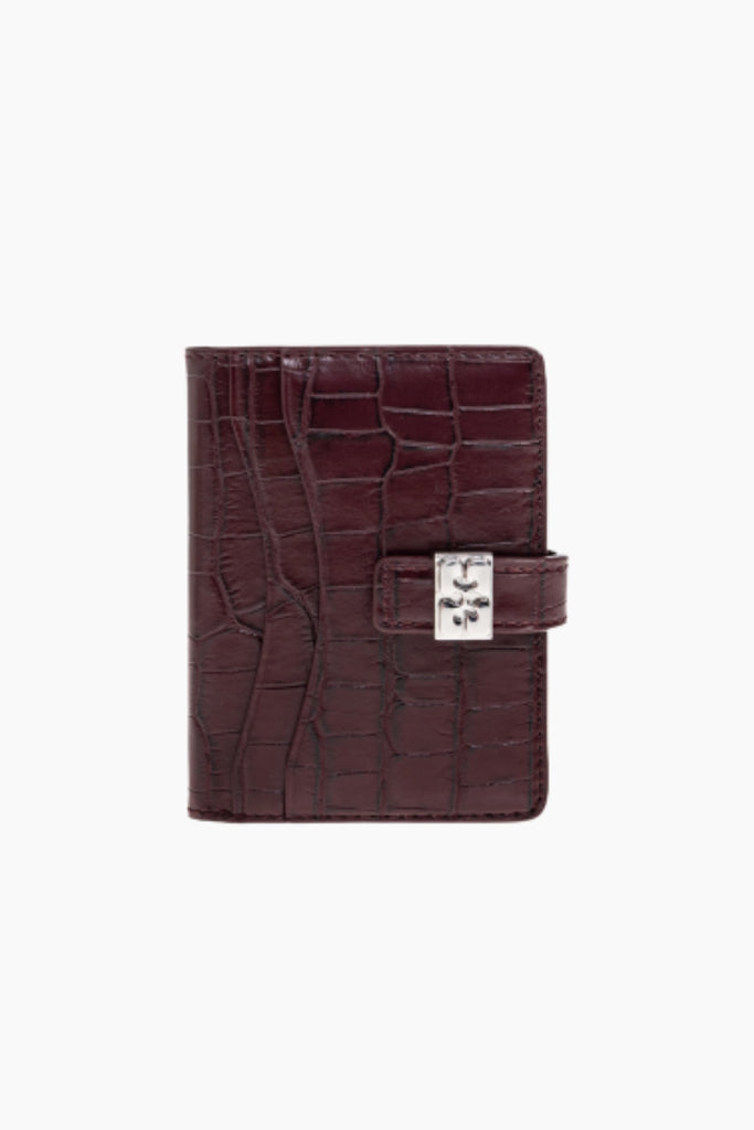 Slim Card Holder Croco - Burgundy - GANNI