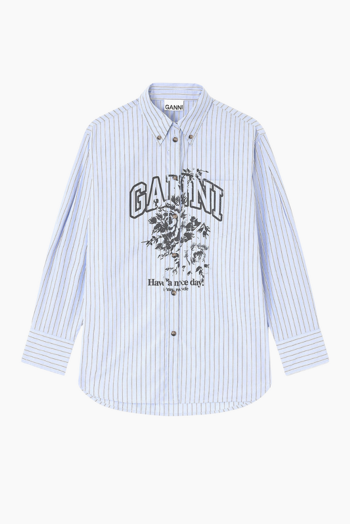 Stripe Cotton Oversized Shirt W0826 - Lavender Lustre - GANNI