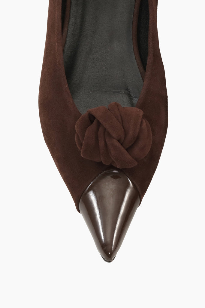 Suede Knot Ballerina - Chocolate Brown - Rotate