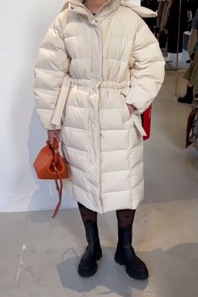 Tech Seersucker Puffer Coat F9689 - Tofu - GANNI