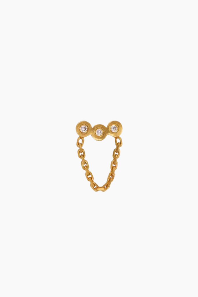 Three Dots With Mini Chain Earring - Guld - Stine A