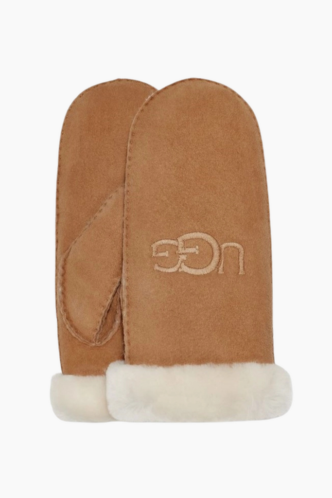 W Sheepskin Embroider Mitten - Chestnut - UGG