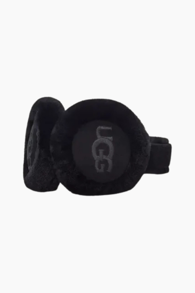 W Sheepskin Embroidery Earmuff - Black - UGG
