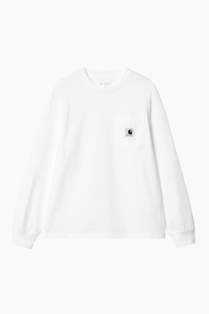 W' L/S Pocket T-Shirt - White - Carhartt WIP